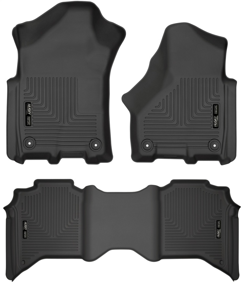 Ram 3500 Floor Liners - Front + 2nd Seat - Husky Liners - Weatherbeater - Black - `19-`21